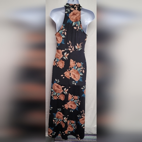 B Famous L High Low Dress Floral Flowy Racerback V Neck Stretch Fabric - Picture 3 of 5